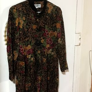 Vintage 90s JESSICA HOWARD Women's Black Floral Midi Witchy Dress Size 6P